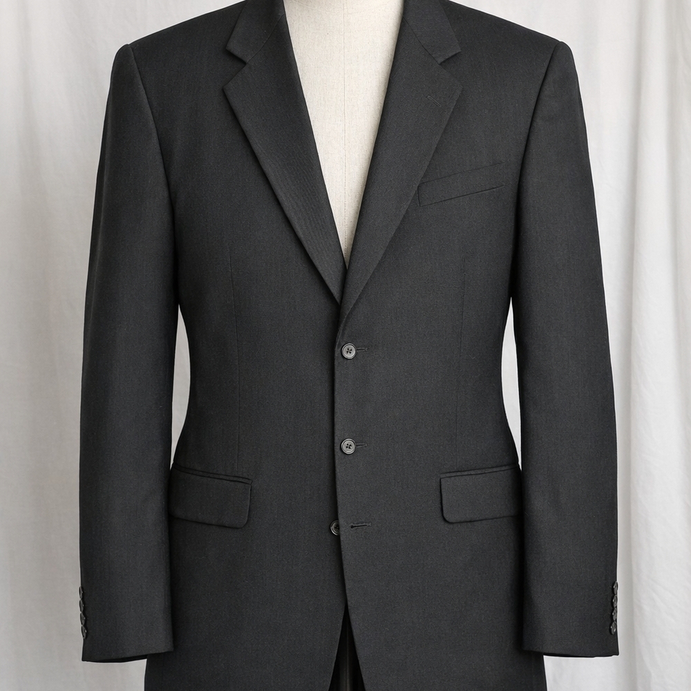 Biella Marco Biella 100% Wool Black Blazer Athletic Fit Size 54 L